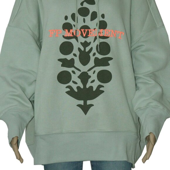 Free People Sprint To The Finish Logo Hoodie Oversized Hi Low Pockets Jacket XS - Picture 9 of 9